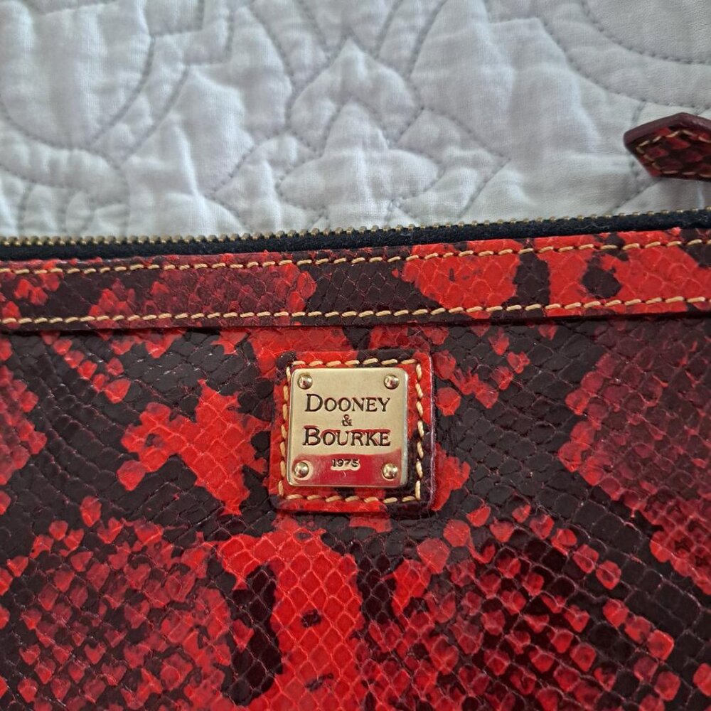 Euc Dooney & Bourke Red Python Snake Embossed Wri… - image 6